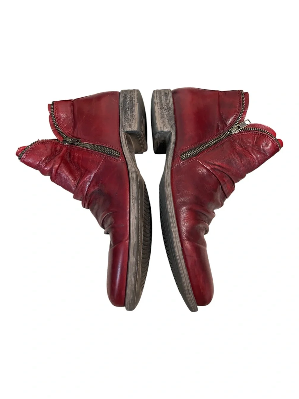 Miz Mooz Luna Red Leather Ankle Boots Size 9